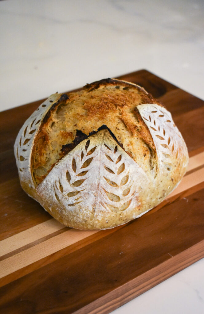 sourdough bread on a wooden board