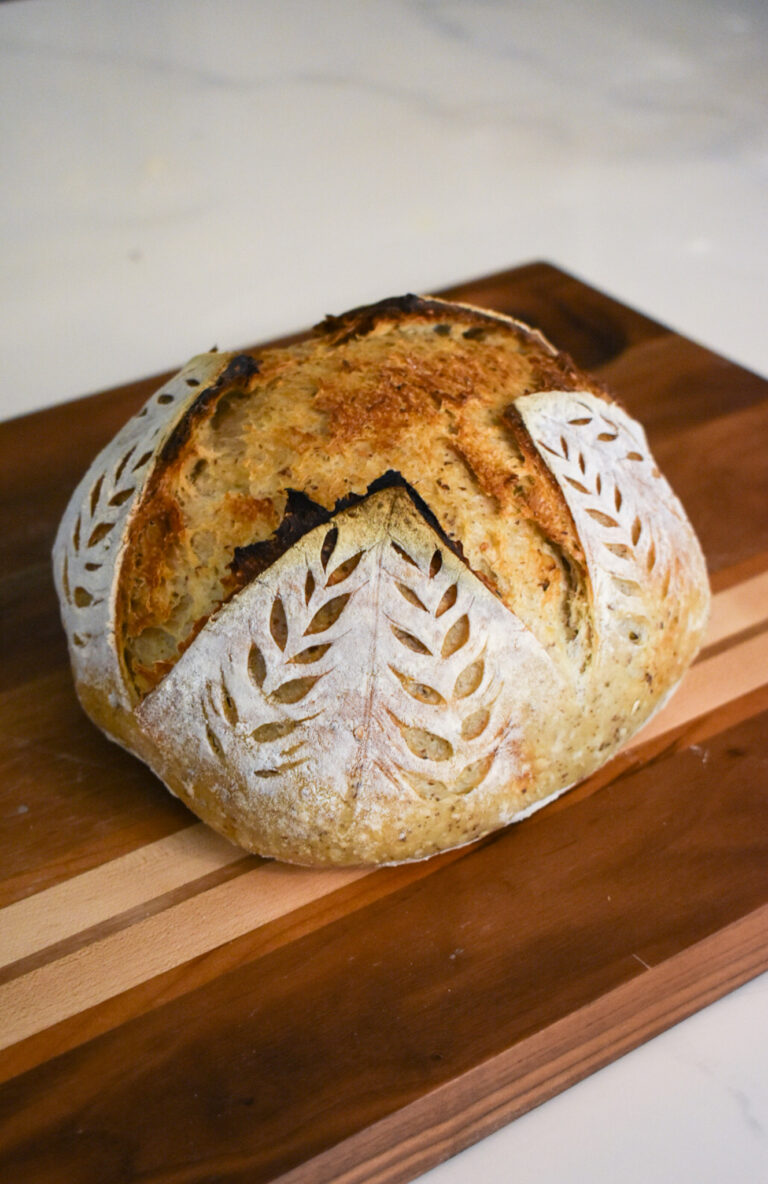 sourdough bread on wooden board